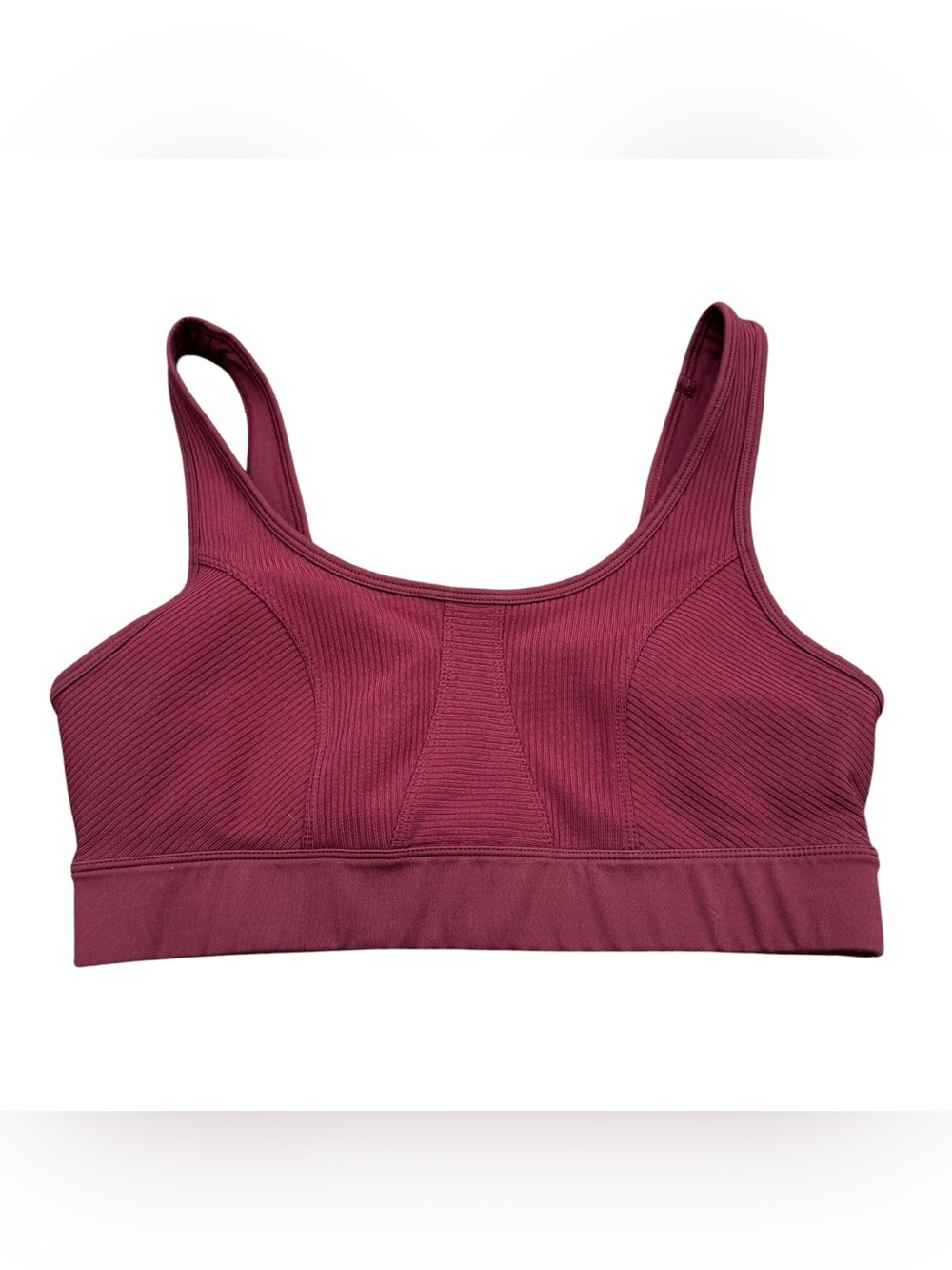 JoyLab Sports Bra Medium Burgundy Padded Ribbed Workout Yoga Athletic Bra